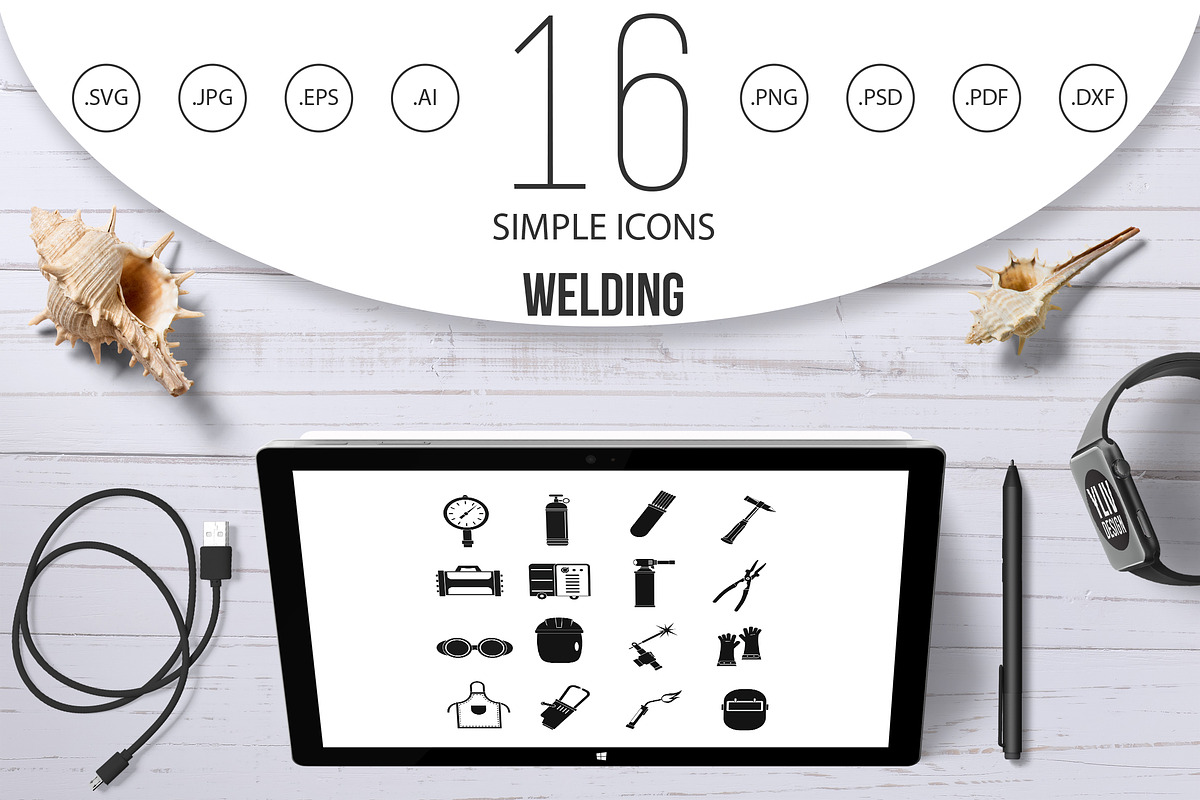 Welding icons set, simple style in Graphics - product preview 8