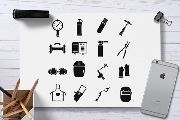 Welding icons set, simple style in Graphics - product preview 1