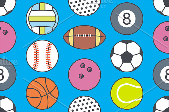 Seamless pattern with Sports Balls in Patterns - product preview 1