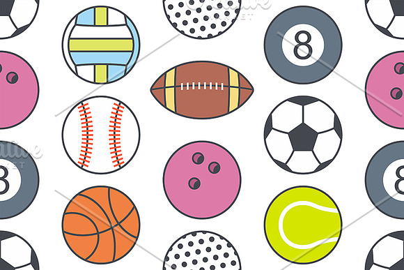 Seamless pattern with Sports Balls in Patterns - product preview 2