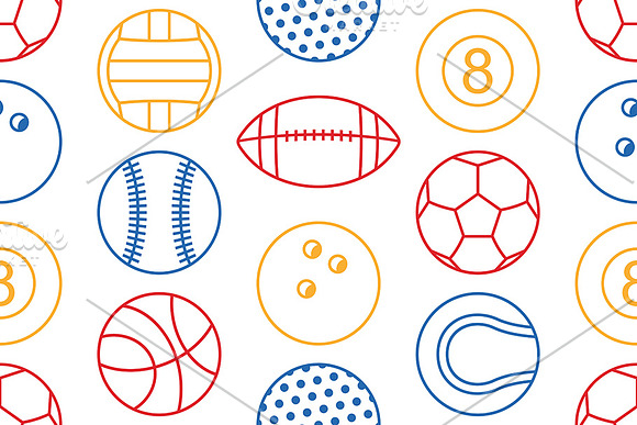 Seamless pattern with Sports Balls in Patterns - product preview 3