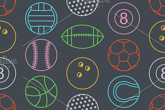 Seamless pattern with Sports Balls in Patterns - product preview 4