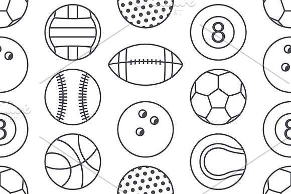 Seamless pattern with Sports Balls in Patterns - product preview 5