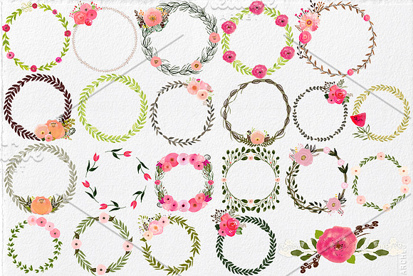(-60%) Watercolor Wreaths Bundle in Illustrations - product preview 2