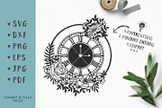 Floral Clock - Wedding SVG & Clipart