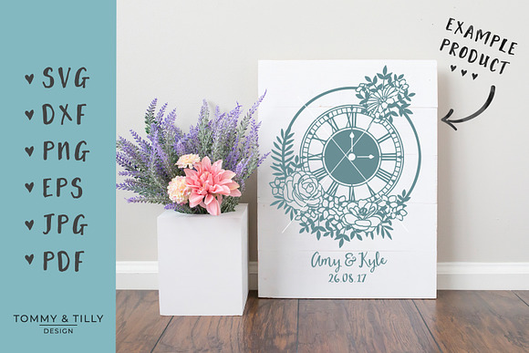 Floral Clock - Wedding SVG & Clipart in Objects - product preview 1