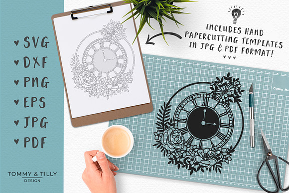 Floral Clock - Wedding SVG & Clipart in Objects - product preview 3
