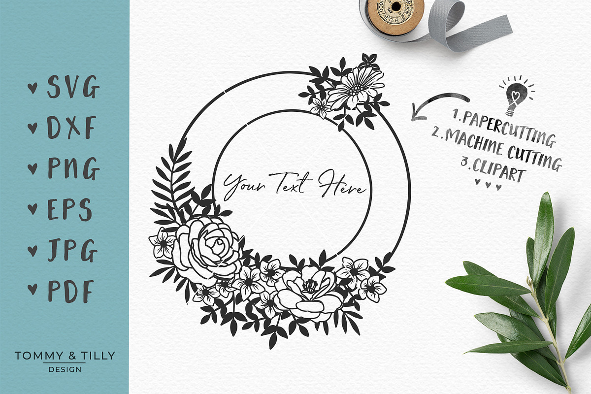 Flower Circle Frame - Wedding SVG in Objects - product preview 8