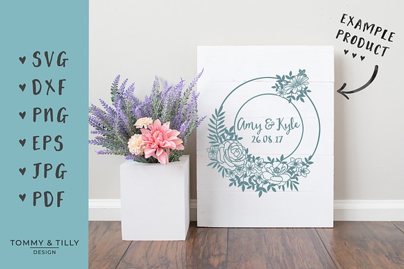 Flower Circle Frame - Wedding SVG in Objects - product preview 3