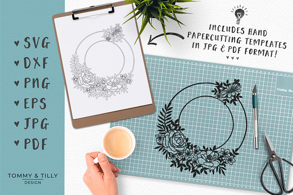 Flower Circle Frame - Wedding SVG in Objects - product preview 5