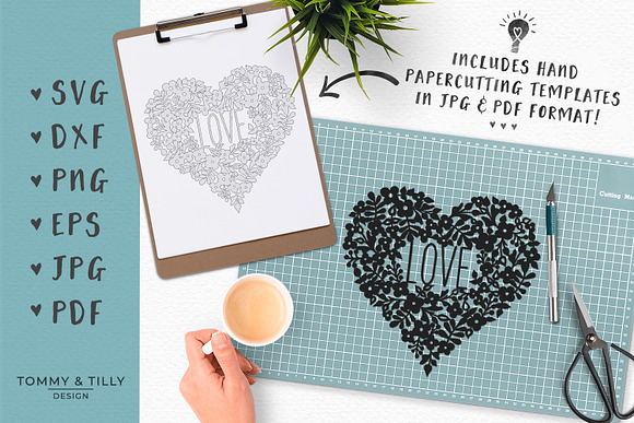 Flower Love Heart - Wedding SVG in Objects - product preview 4