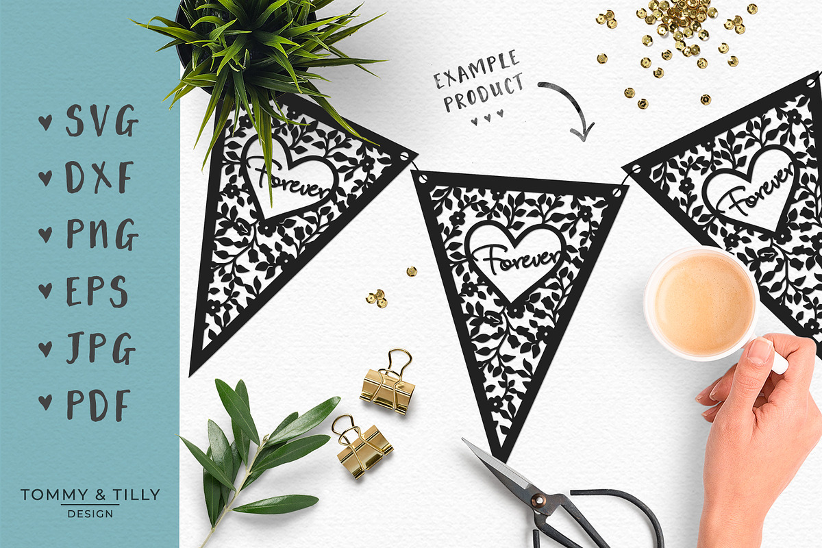 Forever Bunting - Wedding SVG in Objects - product preview 8