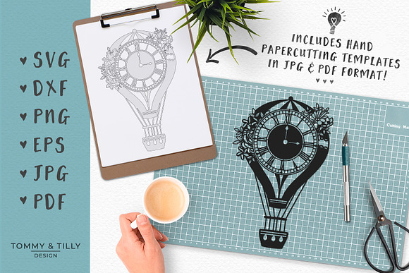 Hot Air Balloon Clock - Wedding SVG in Objects - product preview 4