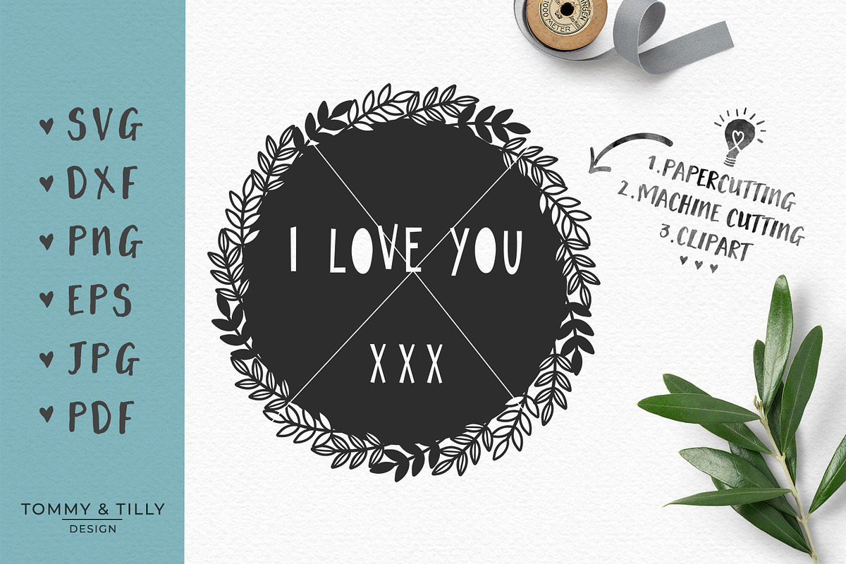 I Love You Wreath - Wedding SVG in Objects - product preview 8
