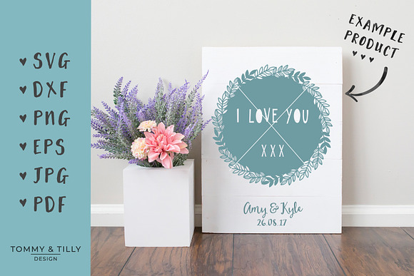 I Love You Wreath - Wedding SVG in Objects - product preview 2