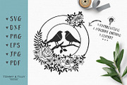 Love Bird Flower Circle SVG Clipart