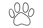 Dog cat paw sketched line art vector