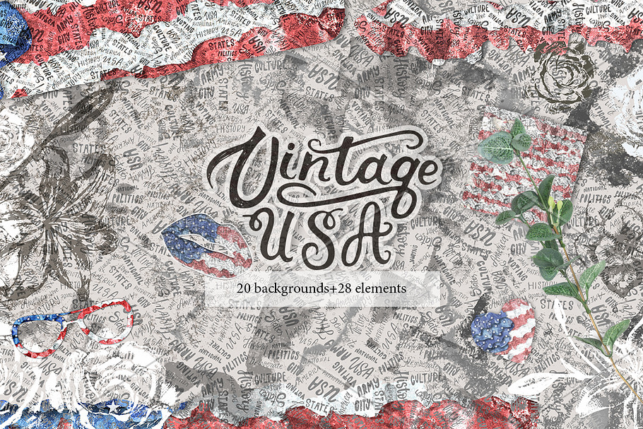 Vintage USA. America Backgrounds. in Objects - product preview 8