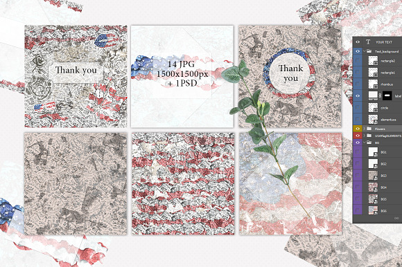 Vintage USA. America Backgrounds. in Objects - product preview 6