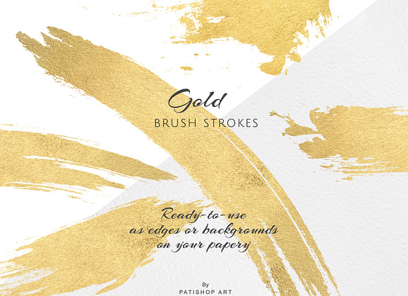 Gold and Blush Brush Strokes Set in Illustrations - product preview 1