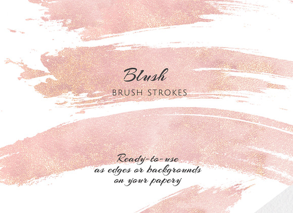 Gold and Blush Brush Strokes Set in Illustrations - product preview 2