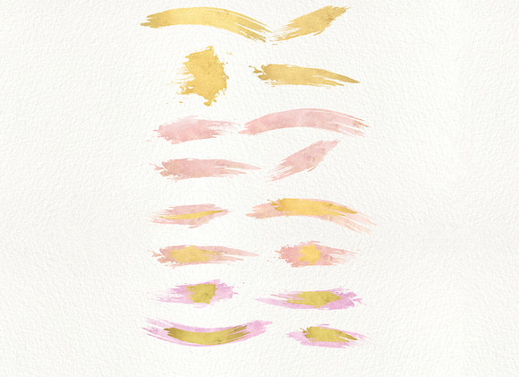 Gold and Blush Brush Strokes Set in Illustrations - product preview 4