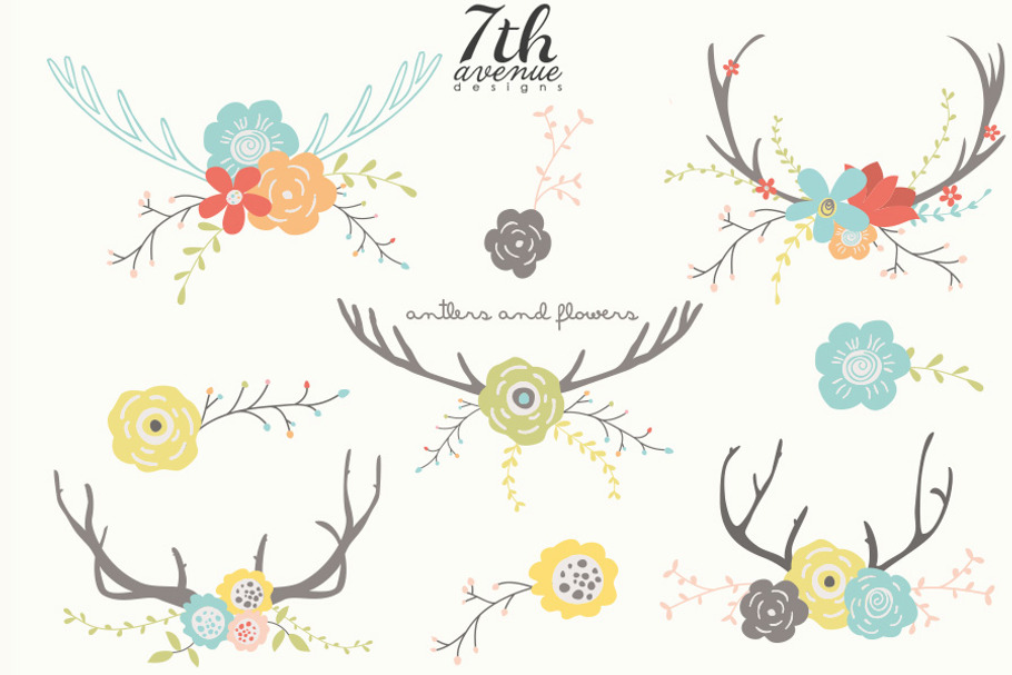 Antlers and Flowers in Illustrations - product preview 8