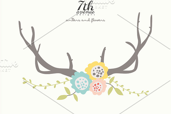 Antlers and Flowers in Illustrations - product preview 1