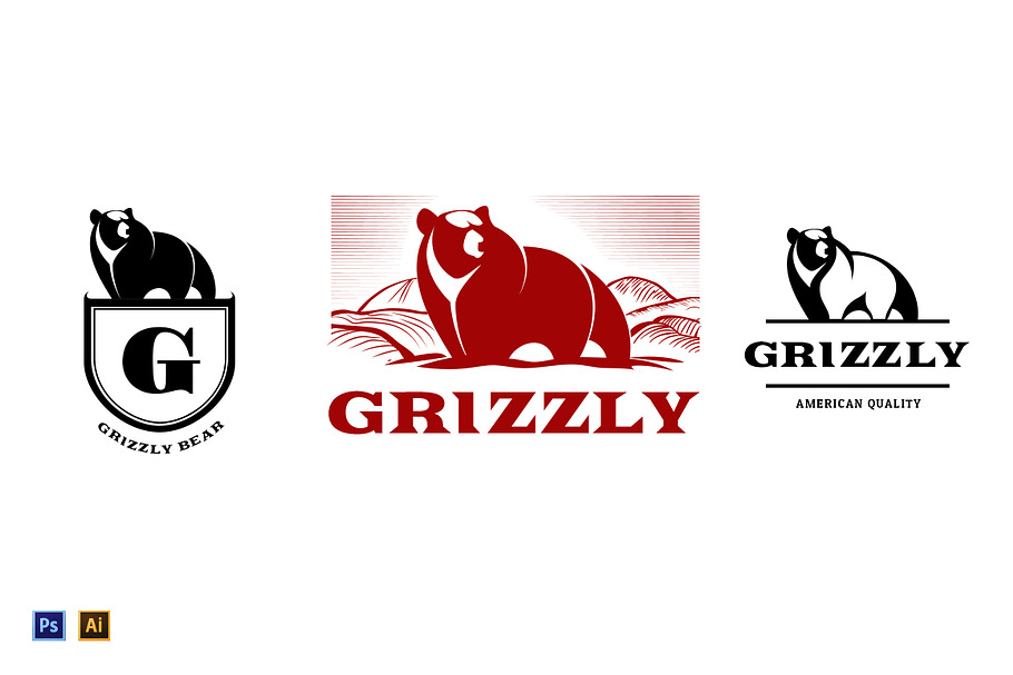 Grizzly Bear Vintage Logo in Logo Templates - product preview 8