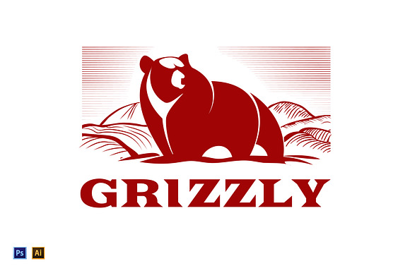 Grizzly Bear Vintage Logo in Logo Templates - product preview 1
