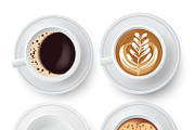 Coffee Cups Set With Latte Art