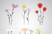 Polygonal Floral Objects Set