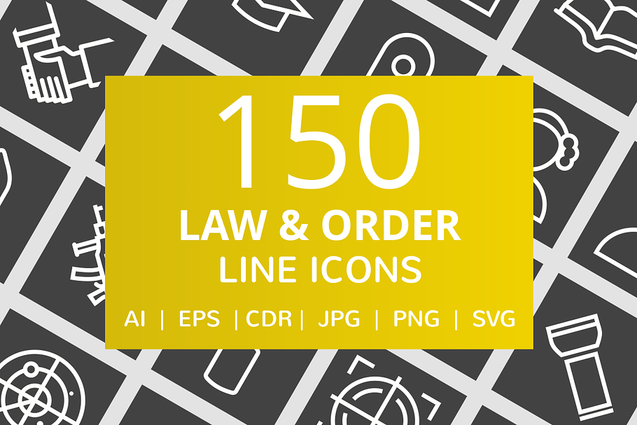 150 Law & Order Line Inverted Icons in Graphics - product preview 8