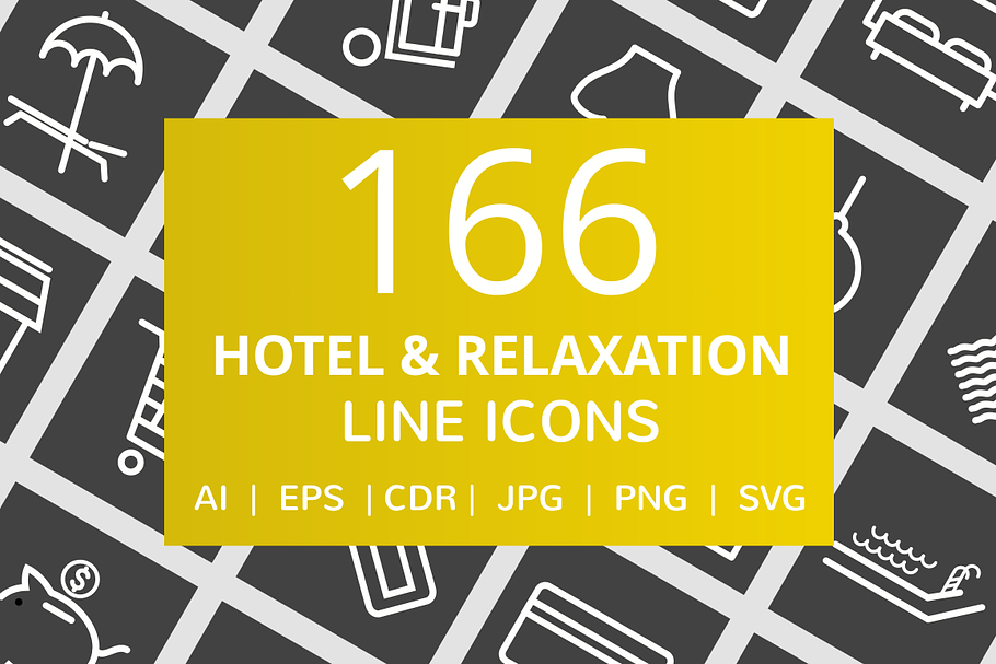 166 Hotel & Relaxation Line Icons