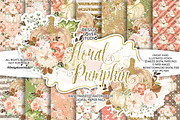 Floral Pumpkin digital paper pack