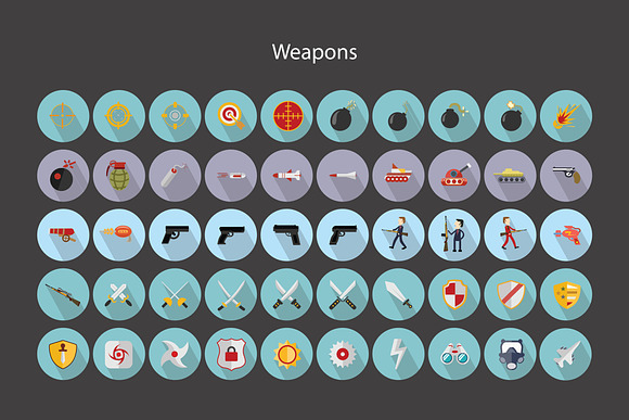 Flat Icons Weapons Set in Graphics - product preview 4