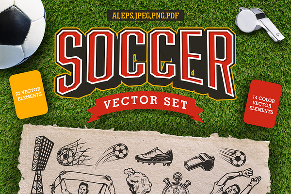 Set of soccer objects
