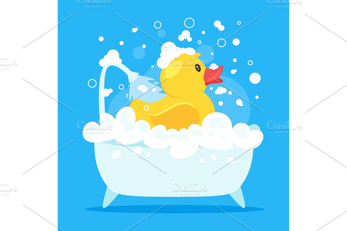 rubber duck taking a bath in Illustrations - product preview 8
