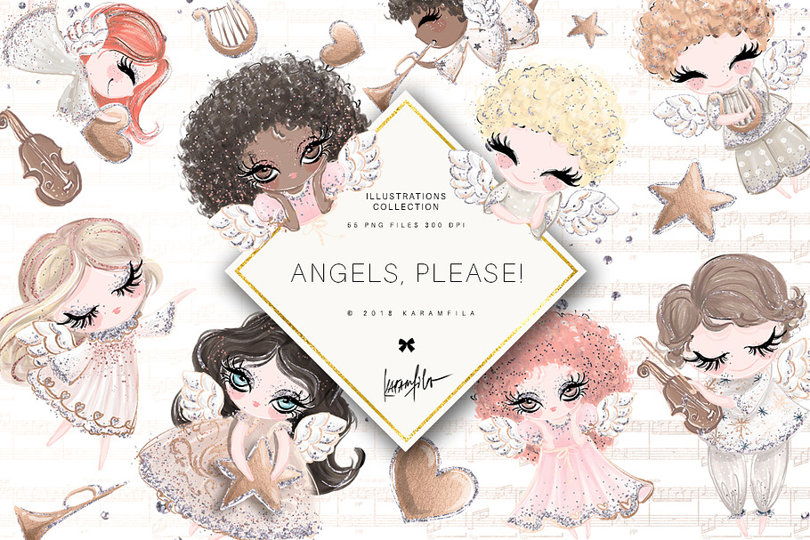 Angel Baby Clipart in Illustrations - product preview 8