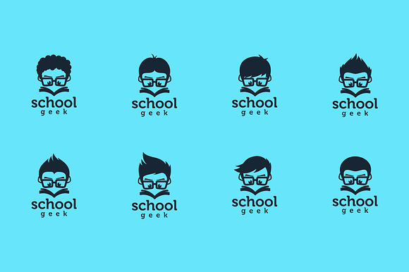 8 School Geek Different Hair Styles in Logo Templates - product preview 1