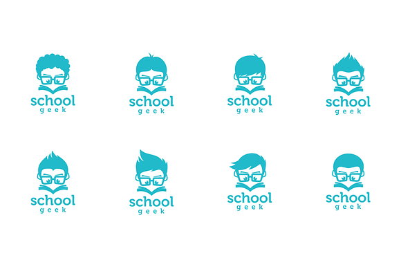 8 School Geek Different Hair Styles in Logo Templates - product preview 2