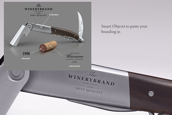 Wine knife and wine cork mock-up in Product Mockups - product preview 1