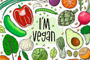 I'm vegan.Vegetable illustration set