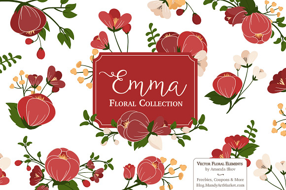 Christmas Flowers Clipart & Vectors in Illustrations - product preview 2