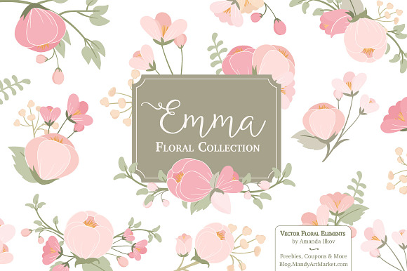 Soft Pink Flower Clipart & Vectors in Illustrations - product preview 2