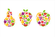 Set of vector fruits icons