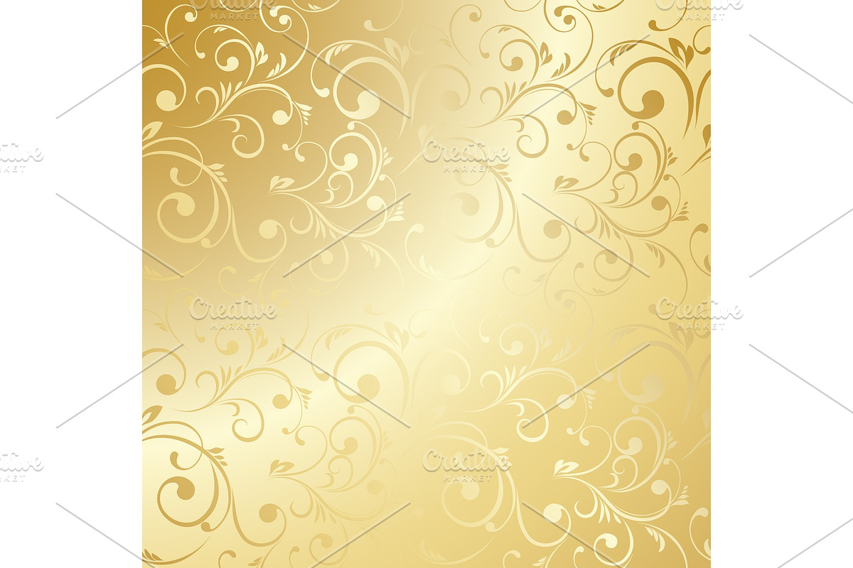 Luxury golden floral wallpaper in Illustrations - product preview 8