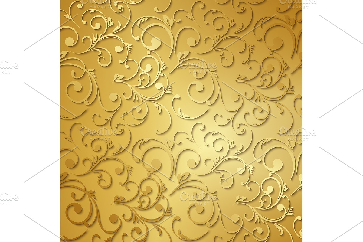 Luxury golden floral wallpaper in Illustrations - product preview 8