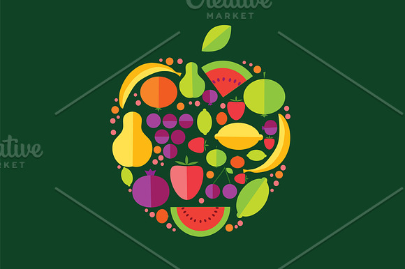 Set of vector fruits icons in Illustrations - product preview 1
