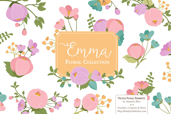 Garden Party Floral Vector Clipart in Illustrations - product preview 2